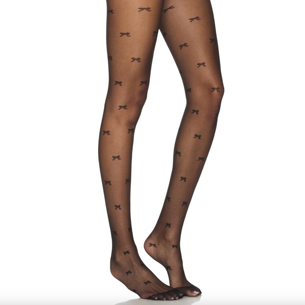 NEW Casa Clara Ellie Tights in Noir Black Bow Sheer Stockings